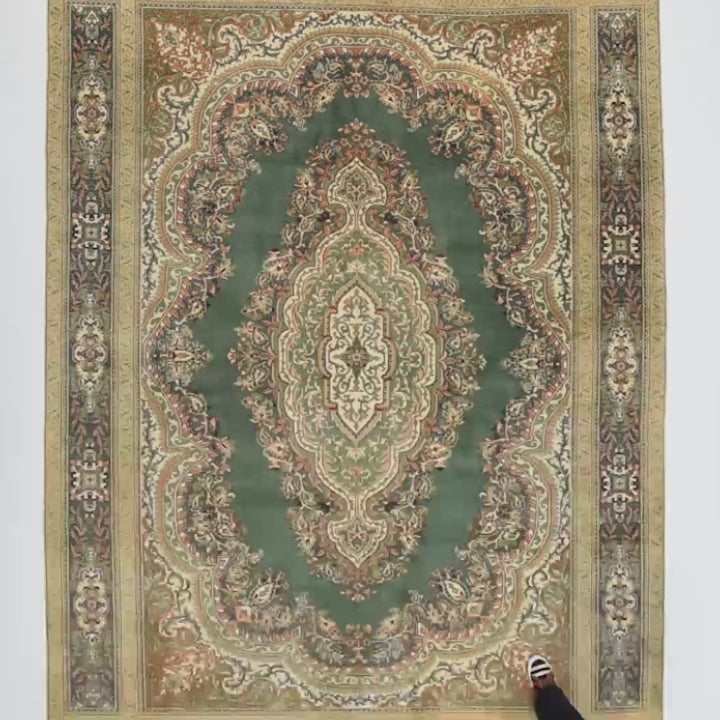 Oriental Rug Anatolian Handmade Wool On Cotton 249 X 353 Cm - 8' 3'' X 11' 7'' Green C001 ER34