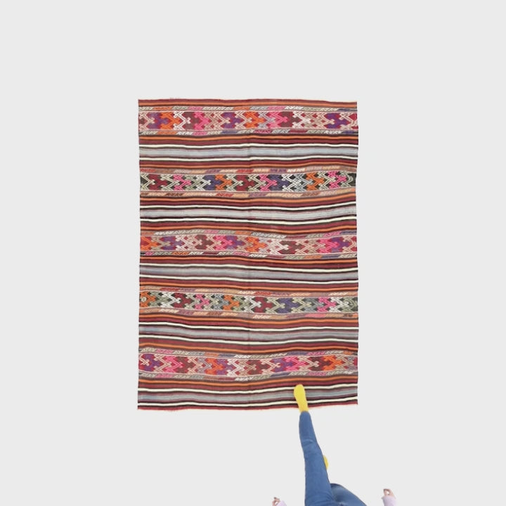 Oriental Kilim Anatolian Handmade Wool On Wool 166 X 240 Cm - 5' 6'' X 7' 11'' Multicolor C016 ER12
