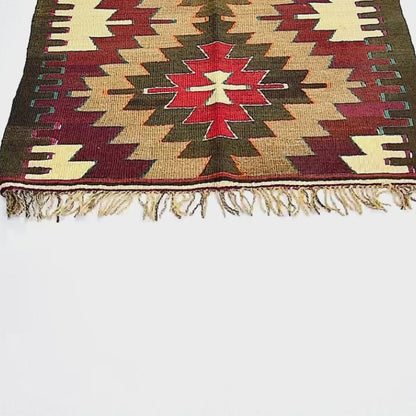 Oriental Kilim Anatolian Handmade Wool On Wool 76 X 142 Cm - 2' 6'' X 4' 8'' Burgundy C021 ER01