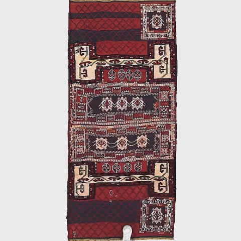 Oriental Kilim Bahtiyari Handmade Wool On Cotton 118 X 260 Cm - 3' 11'' X 8' 7'' Burgundy C021 ER12