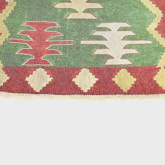 Oriental Kilim Denizli Handmade Wool On Wool 58 x 87 Cm - 1' 11'' x 2' 11''  Green C001 ER01