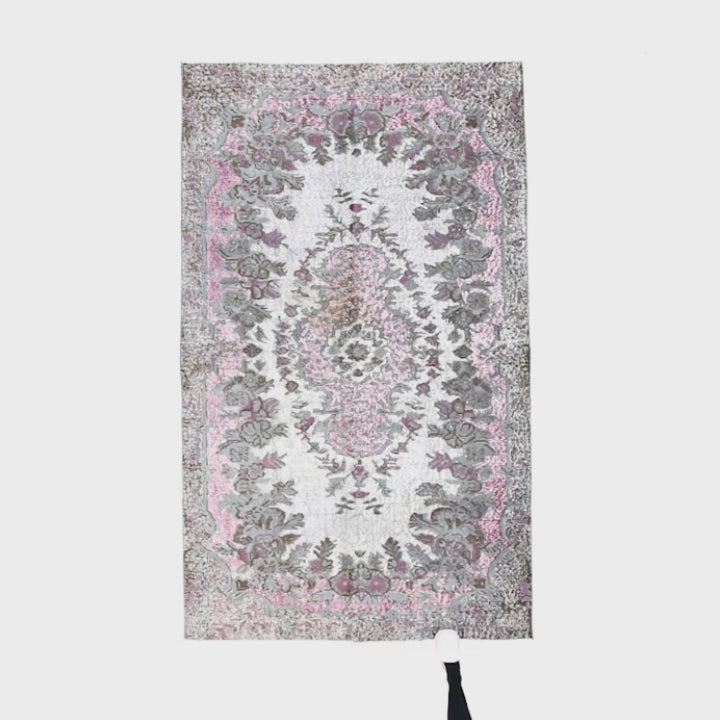 Oriental Rug Vintage Hand Knotted Wool On Cotton 161 x 267 Cm - 5' 4'' x 8' 10'' Pink C004 ER12