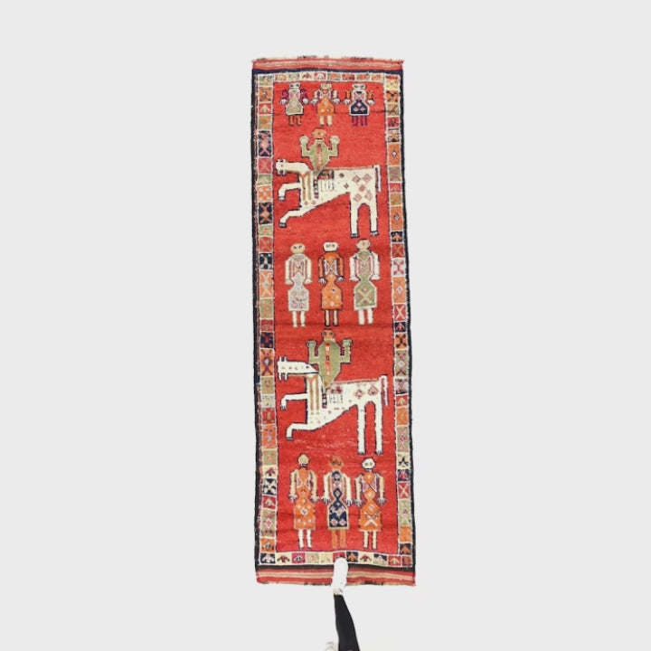 Oriental Turkish Runner Rug Handmade Wool On Wool Anatolian 107 X 375 Cm - 3' 7'' X 12' 4'' Red C014