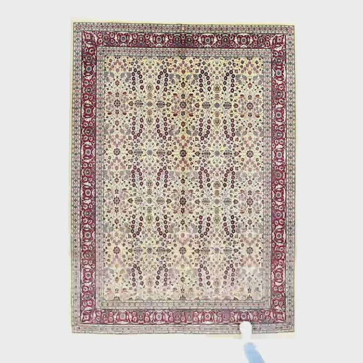 Oriental Rug Hereke Hand Knotted Wool On Cotton 210 X 300 Cm - 6' 11'' X 9' 11'' Red C014 ER23