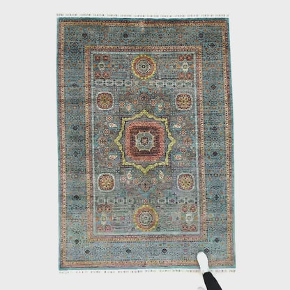 Oriental Rug Mamluk Hand Knotted Wool On Cotton 172 X 247 Cm - 5' 8'' X 8' 2" Green C015