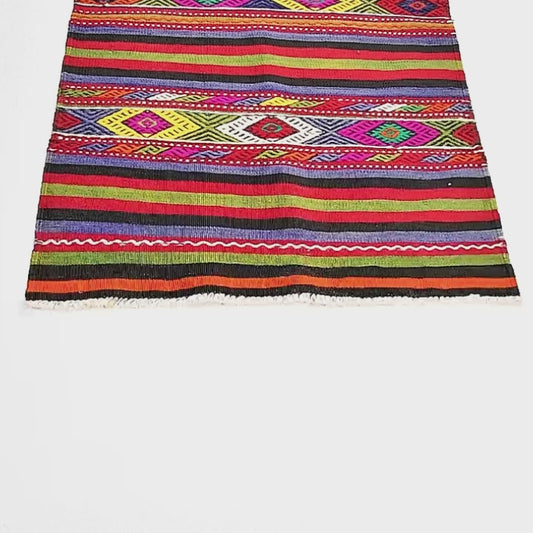 Oriental Kilim Anatolian Handmade Wool On Wool 63 X 122 Cm - 2' 1'' X 4' 1'' Multicolor C016 ER01