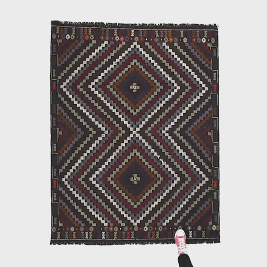 Oriental Kilim Cicim Handmade Wool On Wool 130 X 200 Cm - 4' 4'' X 6' 7'' Burgundy C021 ER01
