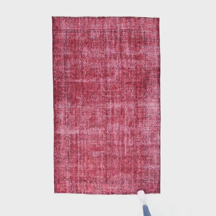 Oriental Rug Vintage Hand Knotted Wool On Cotton 162 x 280 Cm - 5' 4'' x 9' 3'' Red C014 ER12