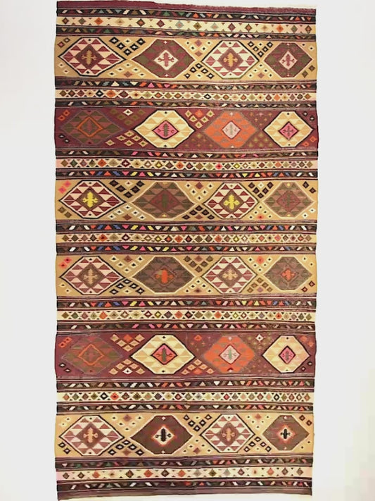 Oriental Kilim Anatolian Handmade Wool On Wool 164 X 310 Cm - 5' 5'' X 10' 3'' Stone C009 ER12