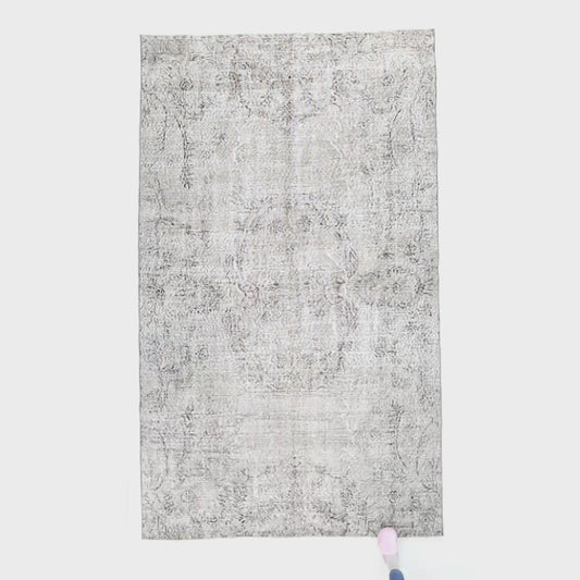 Oriental Rug Vintage Hand Knotted Wool On Cotton 171 x 289 Cm - 5' 8'' x 9' 6'' Grey C008 ER12