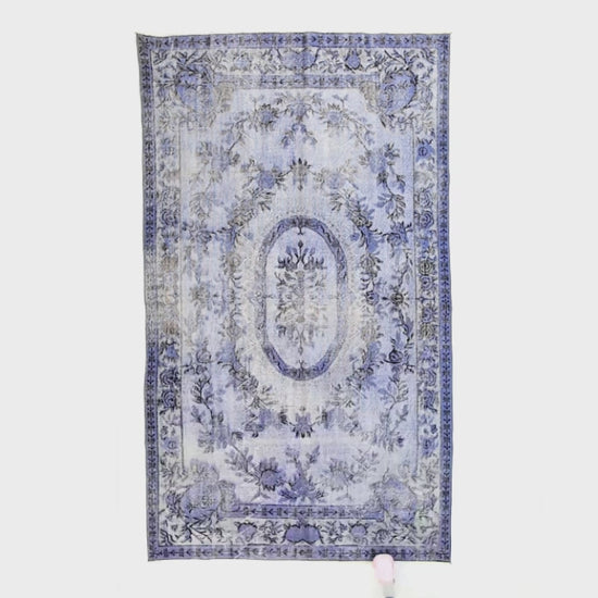 Oriental Rug Vintage Hand Knotted Wool On Cotton 166 x 280 Cm - 5' 6'' x 9' 3'' Purple C017 ER12