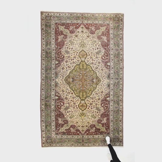 Oriental Rug Anatolian Handmade Wool On Cotton 230 X 275 Cm - 7' 7'' X 9' 1'' Green C015 ER23