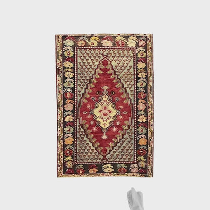 Oriental Rug Anatolian Handmade Wool On Wool 116 X 170 Cm - 3' 10'' X 5' 7'' Red C014 ER01