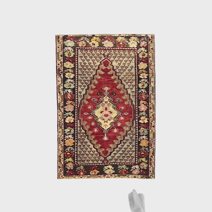 Oriental Rug Anatolian Handmade Wool On Wool 116 X 170 Cm - 3' 10'' X 5' 7'' Red C014 ER01