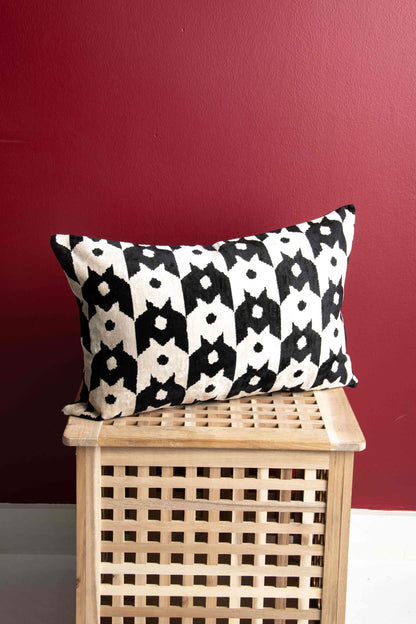 Velvet Ikat Pillow Cover | 16x24 Inches