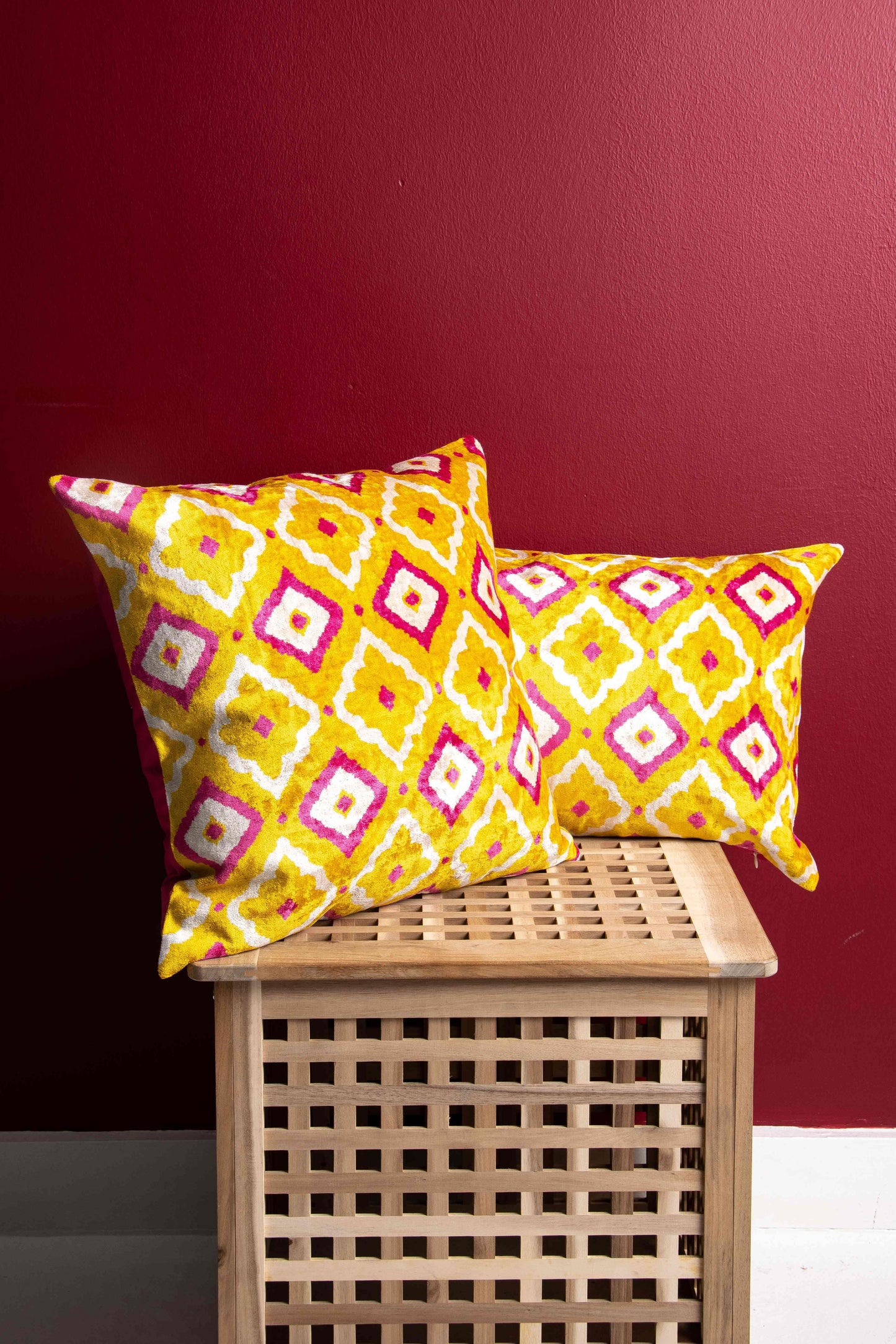 Velvet Ikat Throw Pillow Cover Set | 20x20 - 16x24 Inches